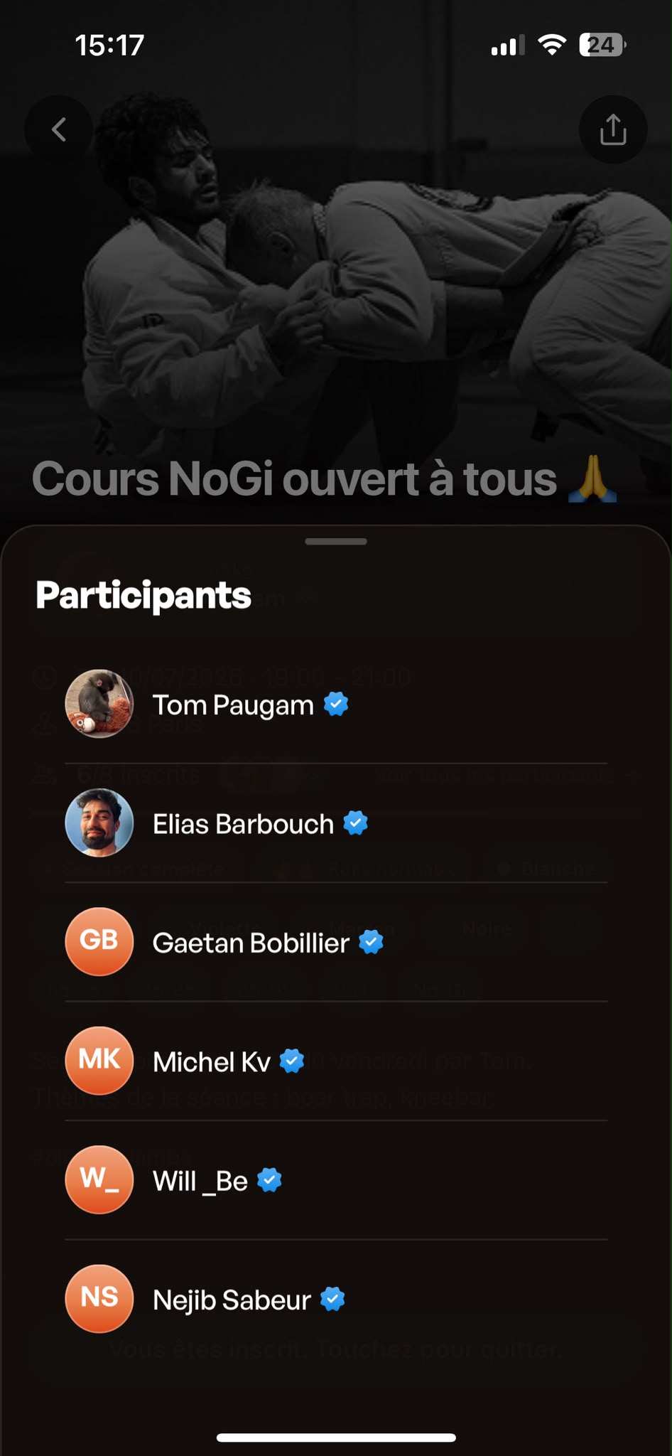 App MATS — participants inscrits à une session